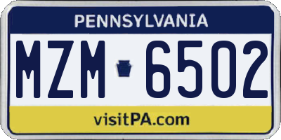 PA license plate MZM6502