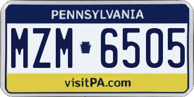 PA license plate MZM6505