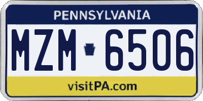 PA license plate MZM6506