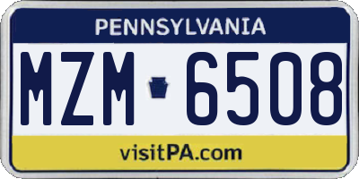 PA license plate MZM6508