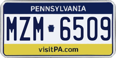PA license plate MZM6509