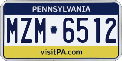 PA license plate MZM6512