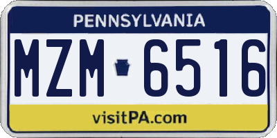PA license plate MZM6516