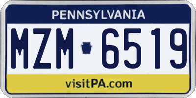 PA license plate MZM6519