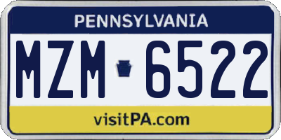 PA license plate MZM6522