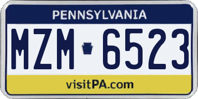 PA license plate MZM6523