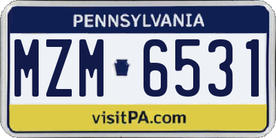 PA license plate MZM6531