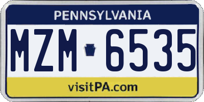 PA license plate MZM6535