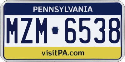 PA license plate MZM6538