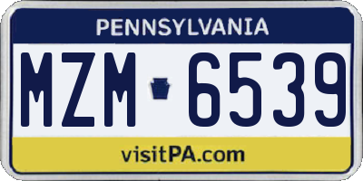 PA license plate MZM6539