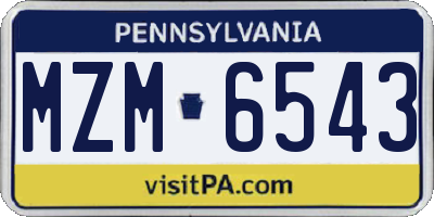 PA license plate MZM6543