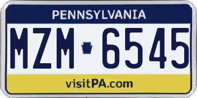 PA license plate MZM6545