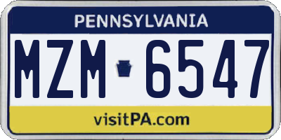PA license plate MZM6547