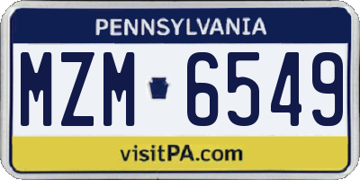 PA license plate MZM6549