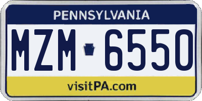 PA license plate MZM6550