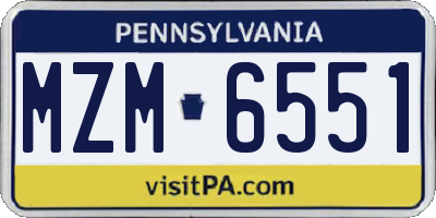 PA license plate MZM6551