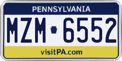 PA license plate MZM6552