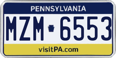 PA license plate MZM6553