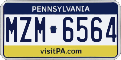 PA license plate MZM6564