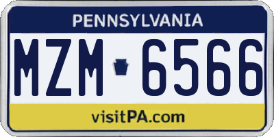 PA license plate MZM6566
