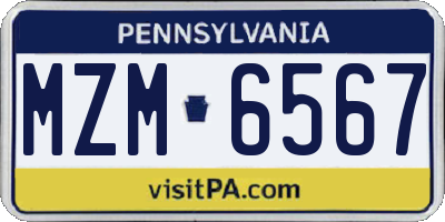 PA license plate MZM6567