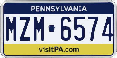 PA license plate MZM6574