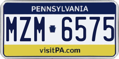 PA license plate MZM6575