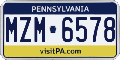 PA license plate MZM6578