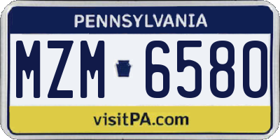 PA license plate MZM6580