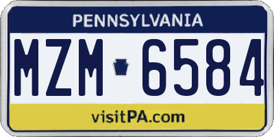 PA license plate MZM6584