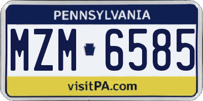 PA license plate MZM6585