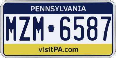 PA license plate MZM6587