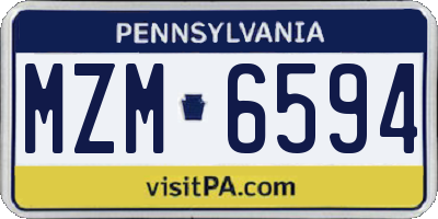 PA license plate MZM6594