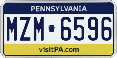 PA license plate MZM6596