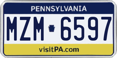 PA license plate MZM6597