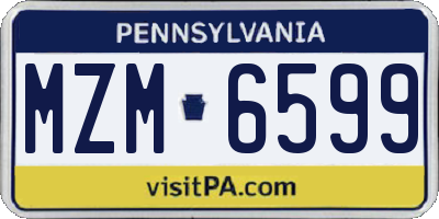 PA license plate MZM6599