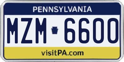 PA license plate MZM6600