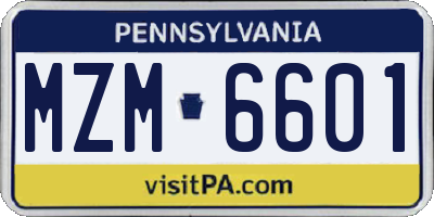 PA license plate MZM6601