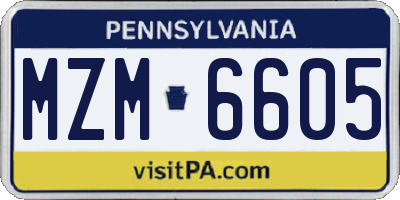 PA license plate MZM6605
