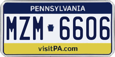 PA license plate MZM6606