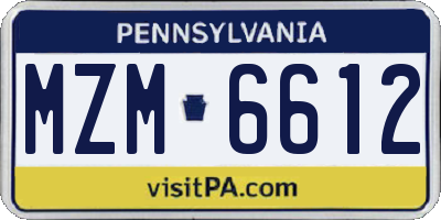 PA license plate MZM6612