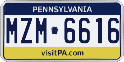 PA license plate MZM6616