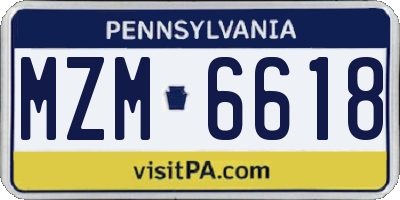 PA license plate MZM6618