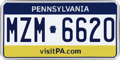 PA license plate MZM6620