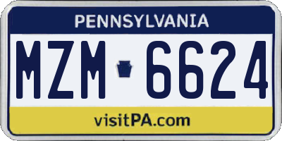 PA license plate MZM6624
