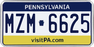 PA license plate MZM6625