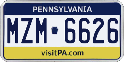 PA license plate MZM6626