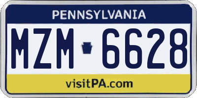 PA license plate MZM6628
