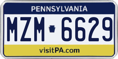 PA license plate MZM6629