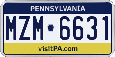 PA license plate MZM6631